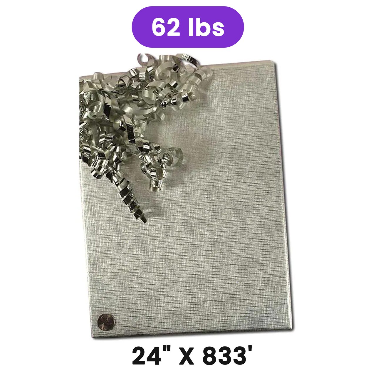 Silver Textured Embossed Metallic Wrapping Paper 24" x 833" Jumbo Roll